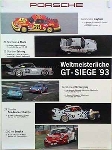 Porsche Original Rennplakat 1993 - Weltmeisterliche Gt-siege - Gut Erhalten