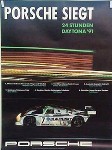 Porsche Original Rennplakat 1991 - 24 Stunden Von Daytona - Gut Erhalten