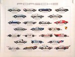 Porsche Original Werbeposter 1974 - Rennwägen 1953-1974 - Gut Erhalten